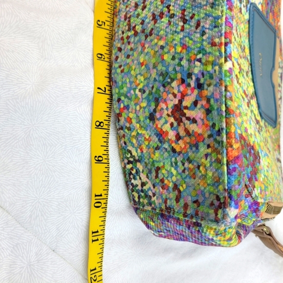 Oilily multi color artsy canvas bag  tan adjustable canvas strap blue pocket OS - Picture 12 of 16